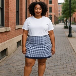 Cato | Plus Size Gingham Lace Trim Skort Plus Size 16W